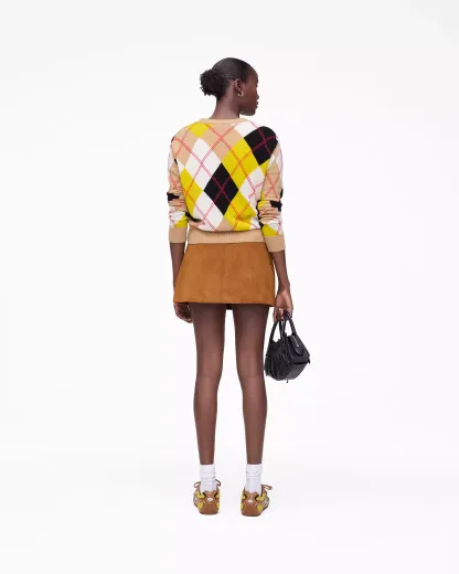 Suede Box Pleat Mini Skirt