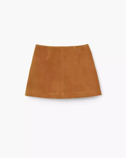 Suede Box Pleat Mini Skirt