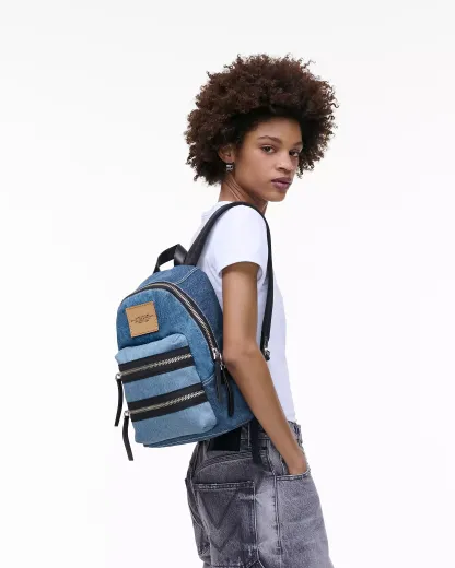 The Biker Colorblock Denim Medium Backpack