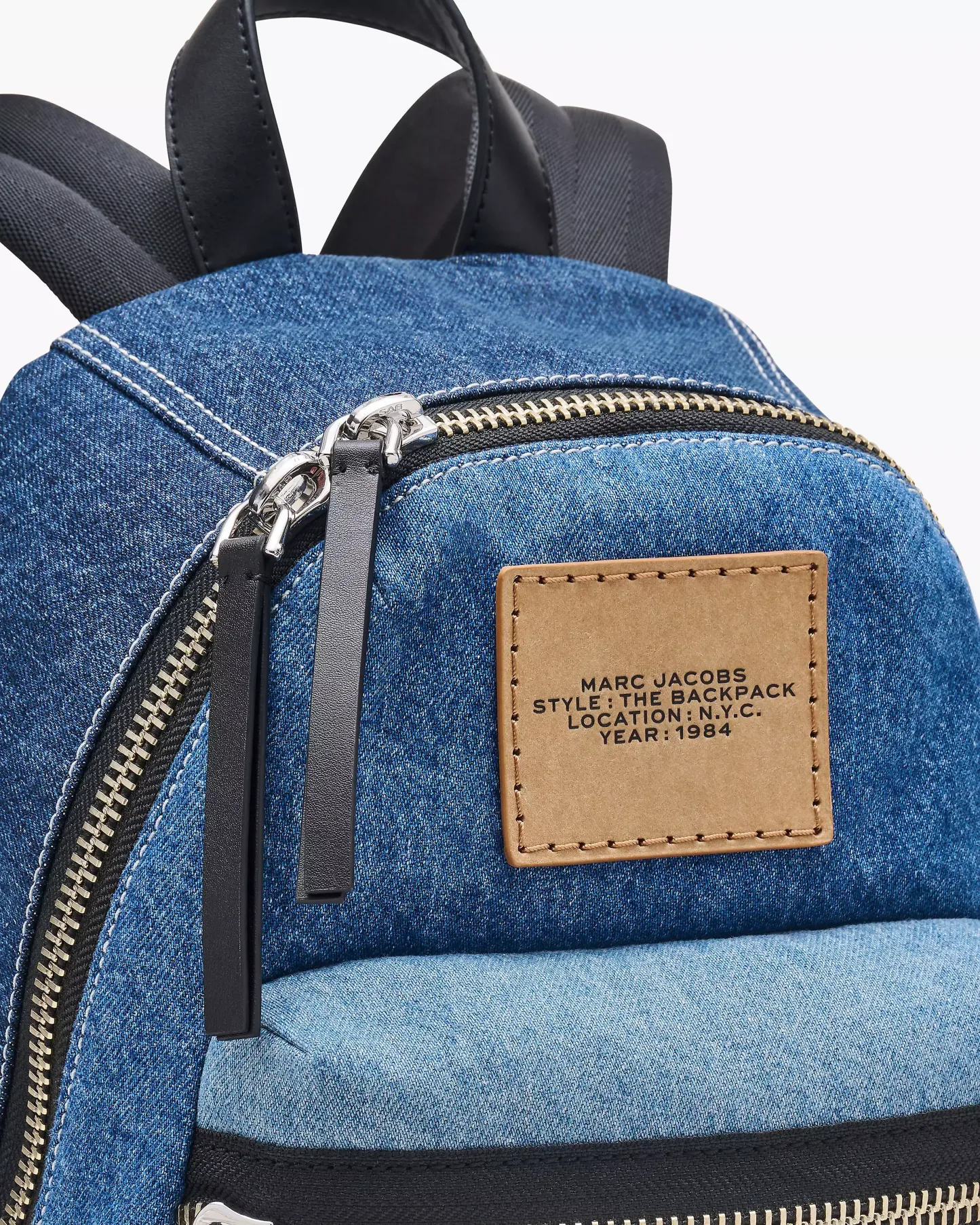 The Biker Colorblock Denim Medium Backpack