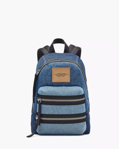 The Biker Colorblock Denim Medium Backpack