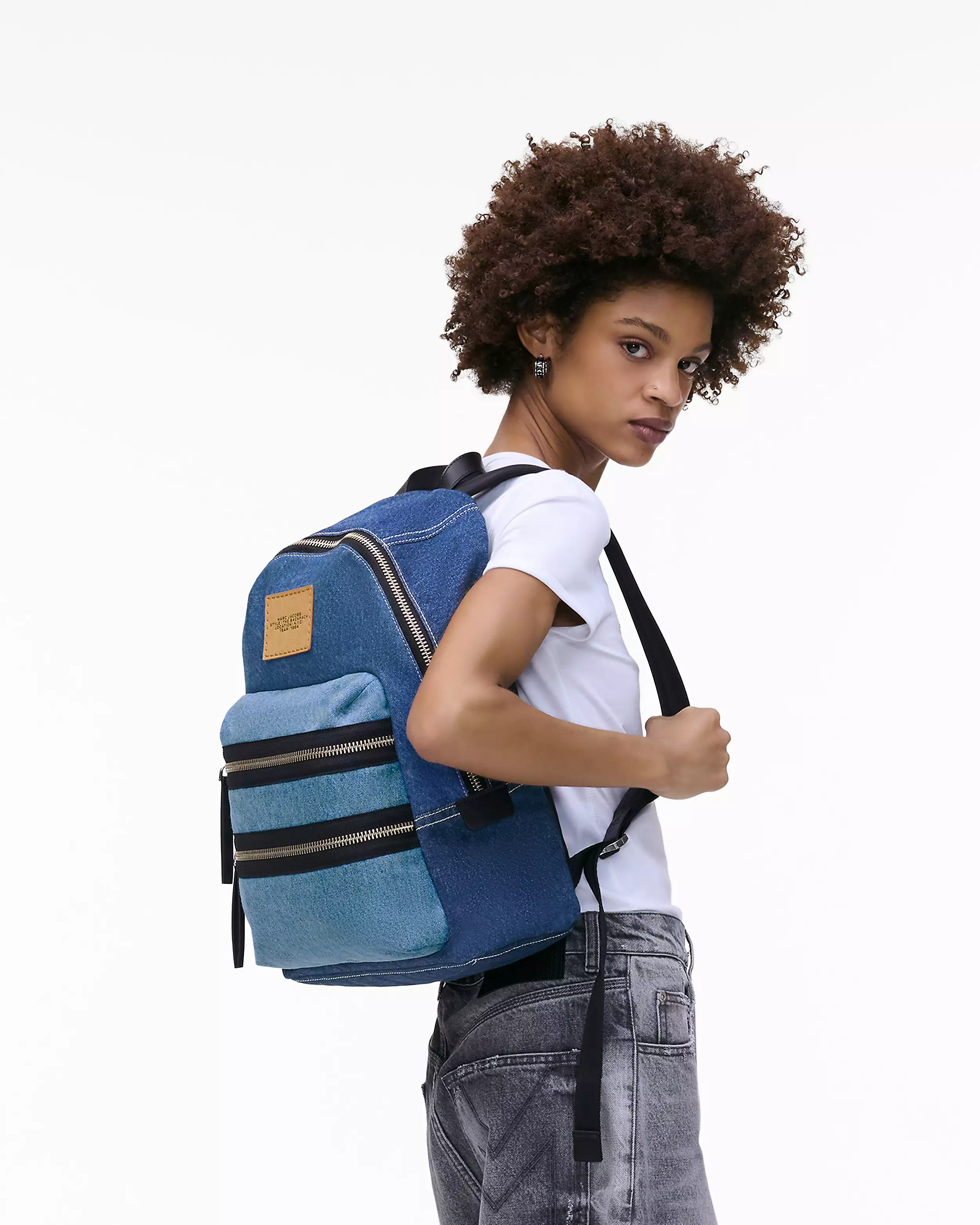 The Biker Colorblock Denim Large Backpack