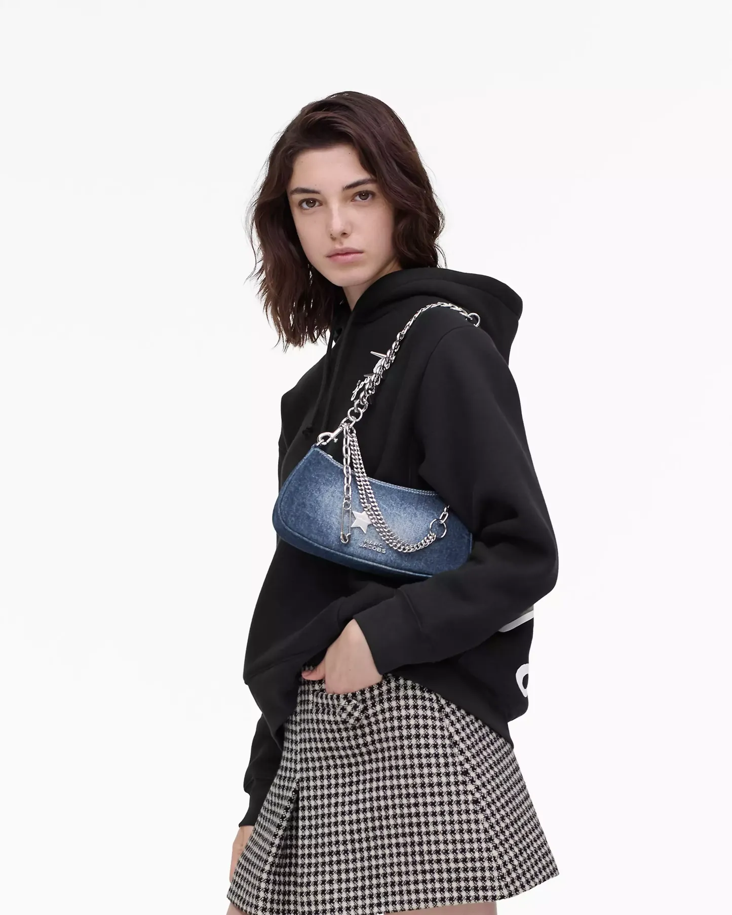 The Faded Denim Charm Shoulder Bag
