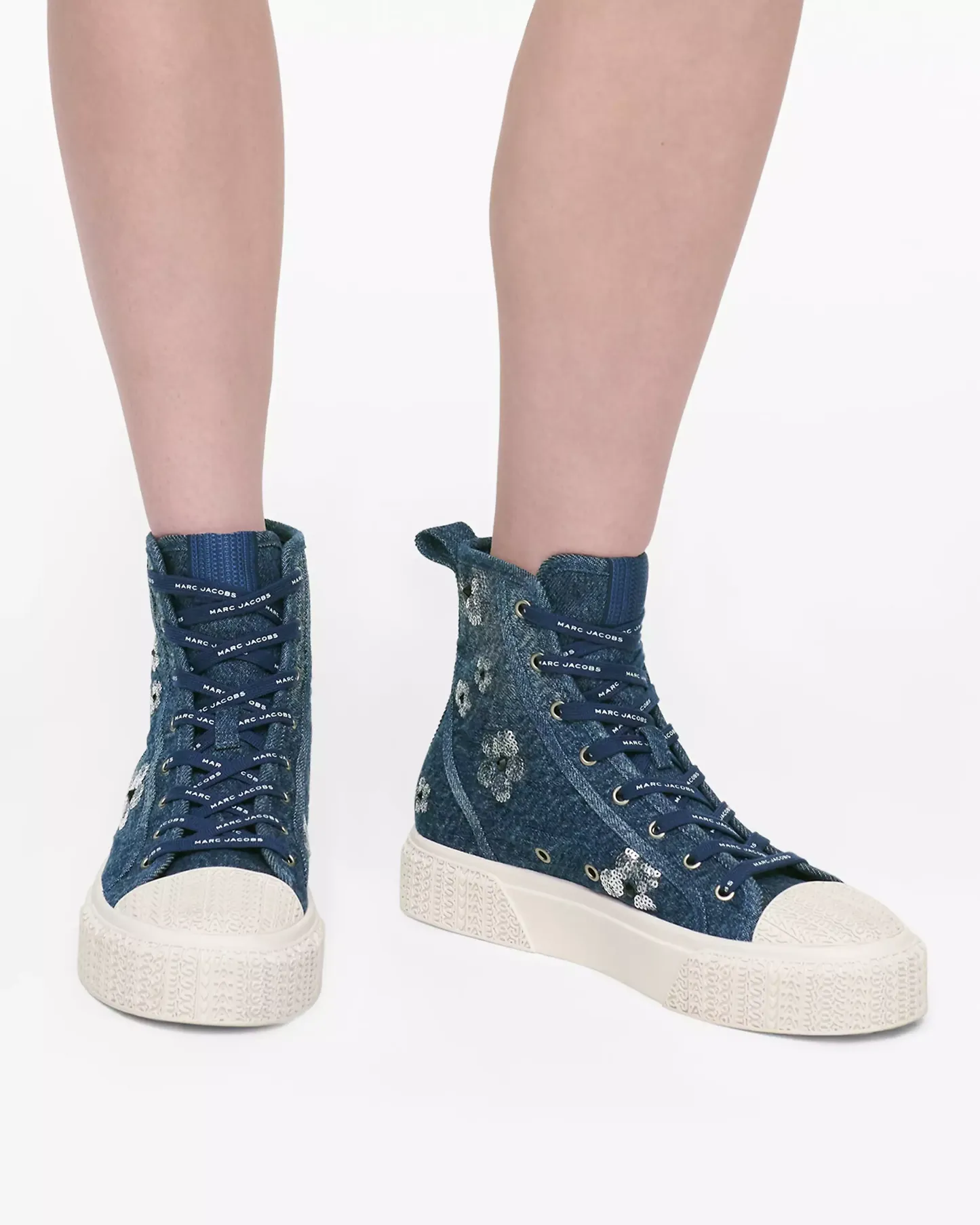 The Sequin Daisy Denim High Top Sneaker