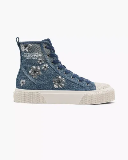 The Sequin Daisy Denim High Top Sneaker
