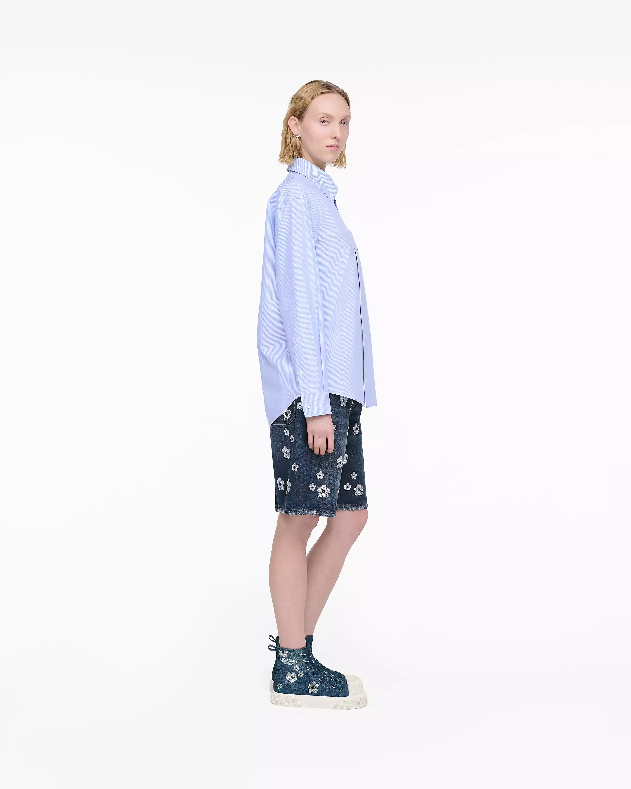 The Sequin Daisy Denim High Top Sneaker