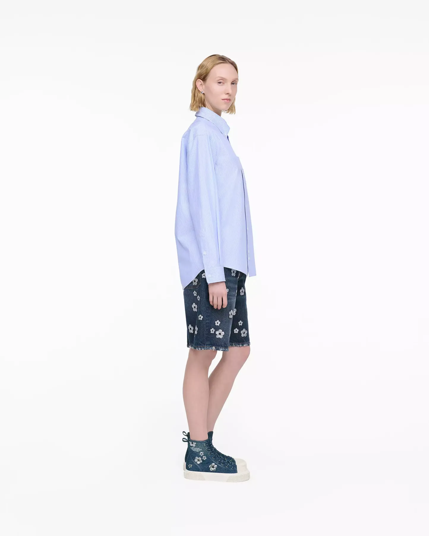 The Sequin Daisy Denim High Top Sneaker