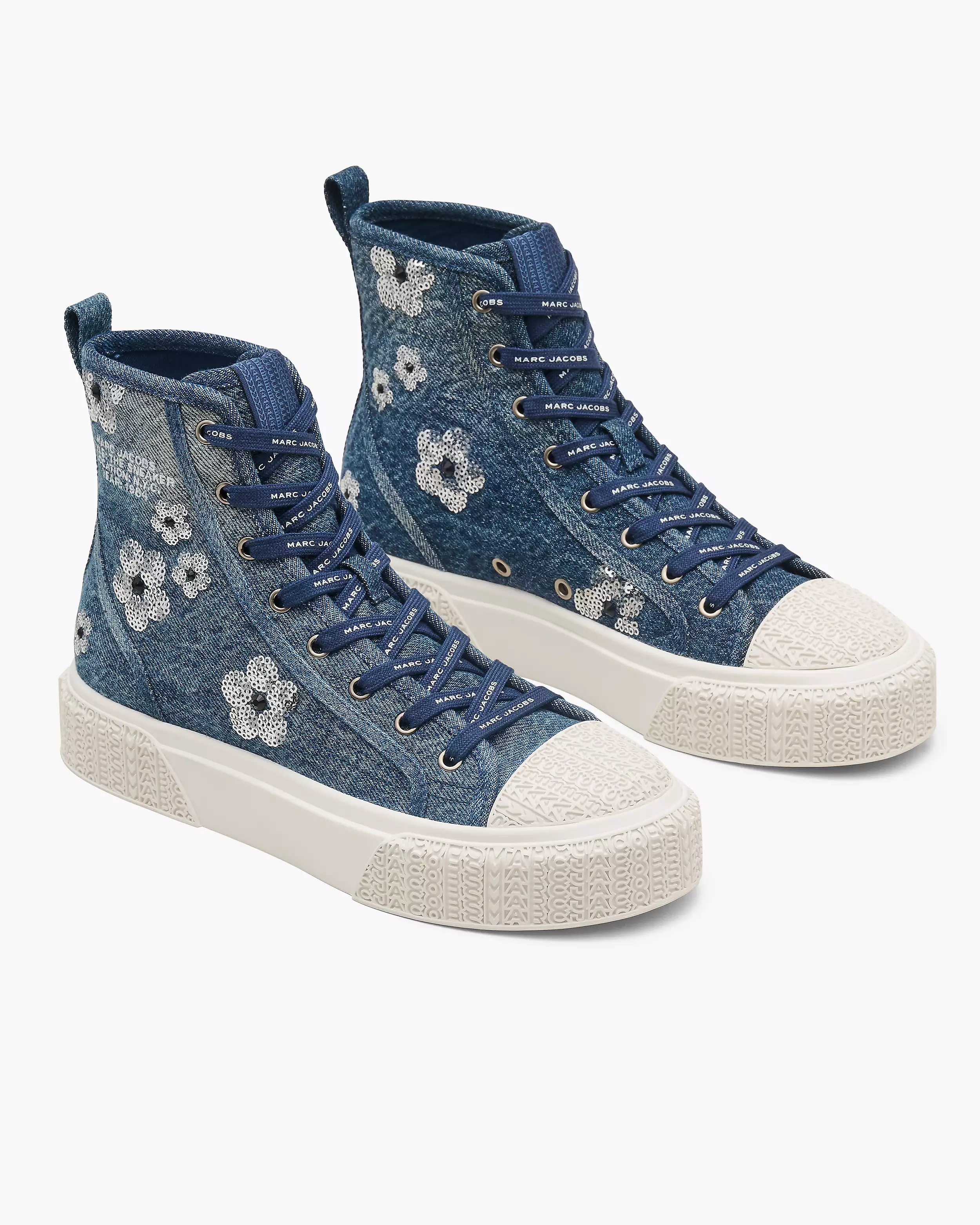 The Sequin Daisy Denim High Top Sneaker