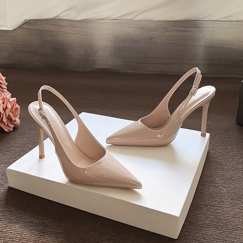 Nude Patent Leather High Heels