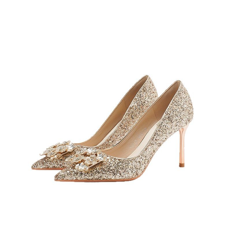 Champagne Gold Crystal Wedding Shoes