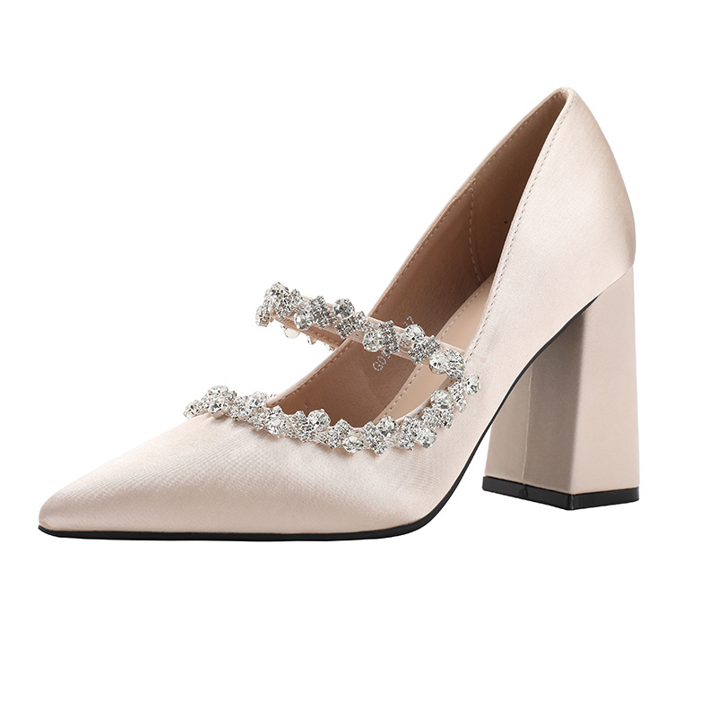 Stunning Champagne-Colored Bridal Heels with Rhinestones