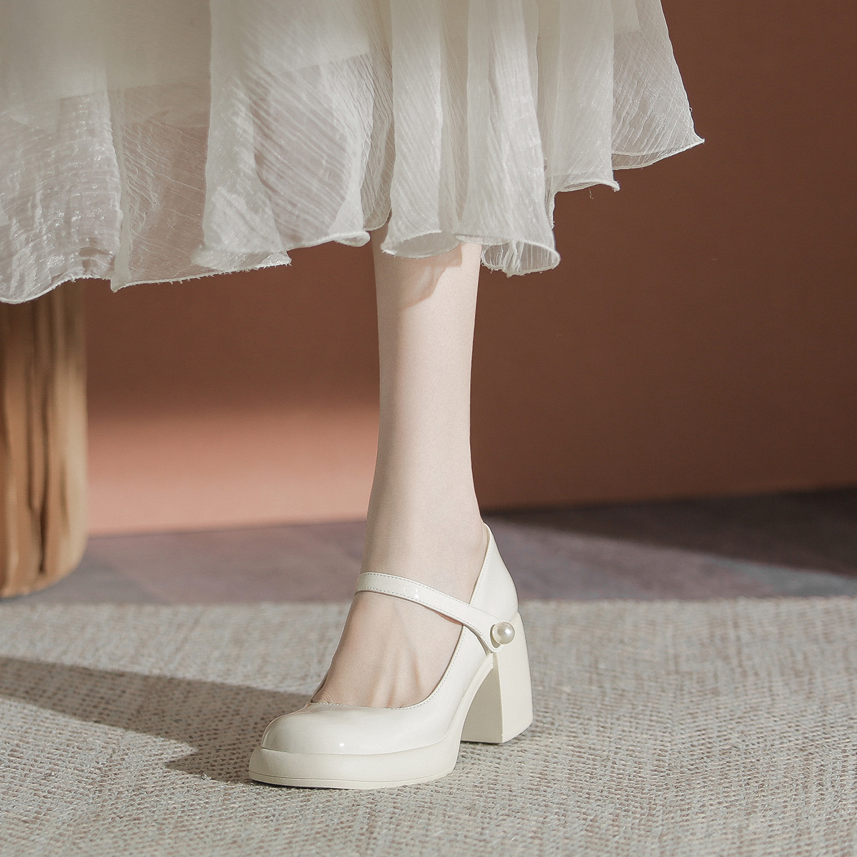 French-Style Block-Heel Mary Janes