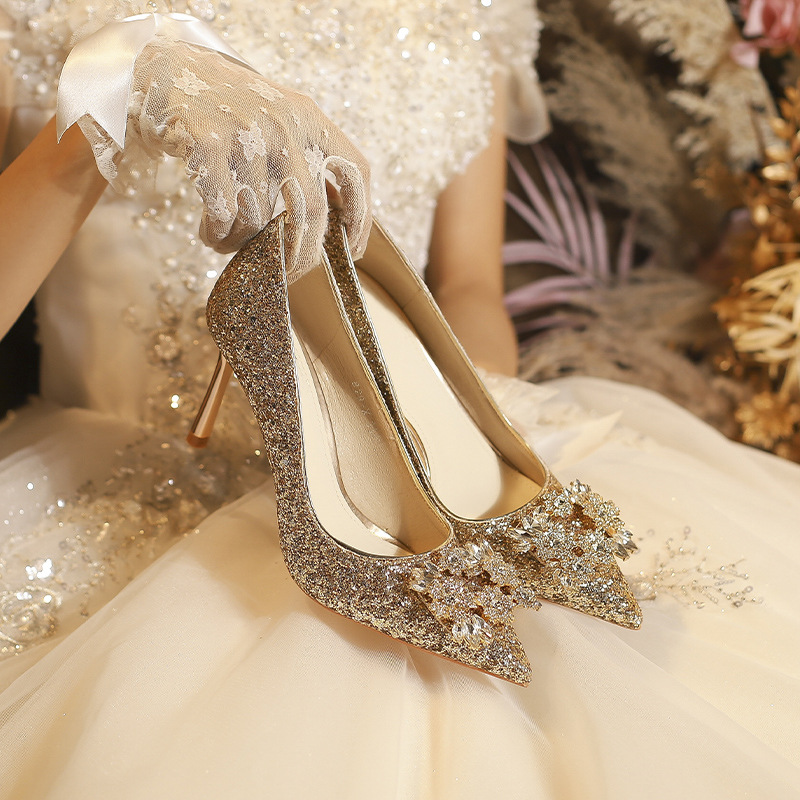 Champagne Gold Crystal Wedding Shoes