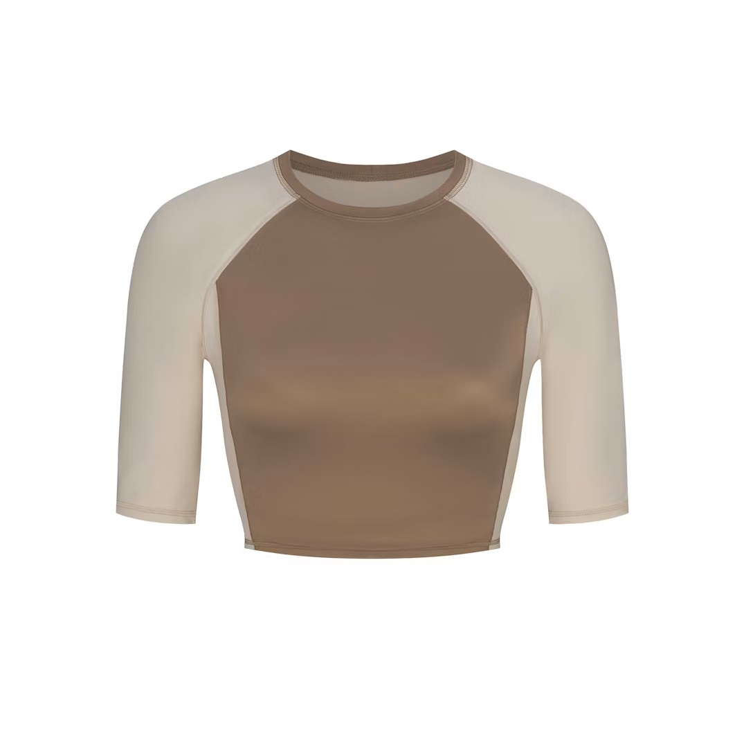 PADDED HALF SLEEVE CROP TOP