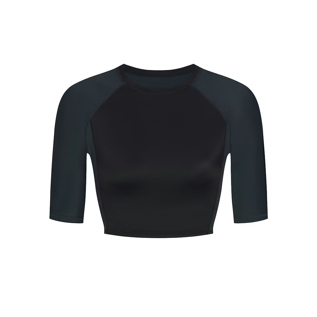 PADDED HALF SLEEVE CROP TOP
