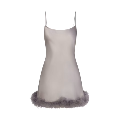 FEATHER TRIM MINI DRESS