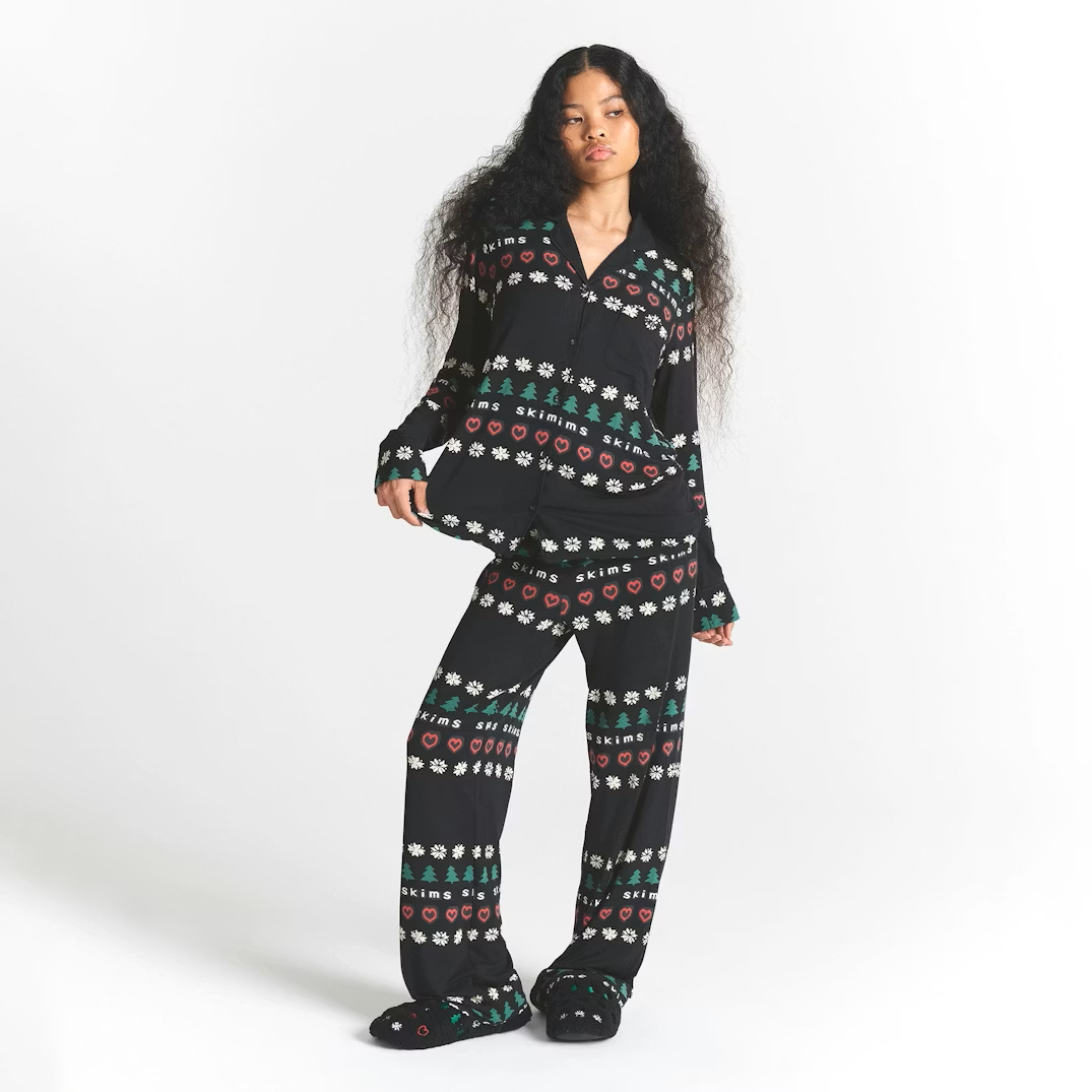 SKIMS SLEEP LONG SLEEVE BUTTON UP SET