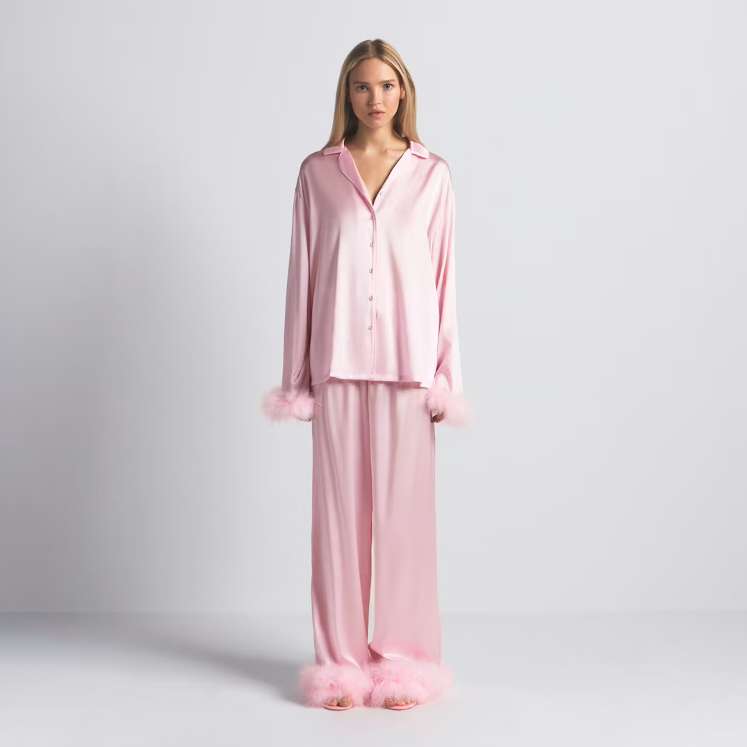 FEATHER TRIM LONG SET