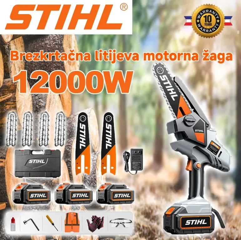 Prijenosna motorna pila STIHL 12000 W i litijeve baterije
