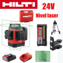 Nível de laser verde de 12 linhas, (nível Hilti, carregador, bateria, controle remoto, alvo de laser, saco de espuma de esponja), bateria de lítio de 24V, 24 horas de uso contínuo, claramente visível a 90 metros sob a luz solar
