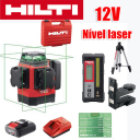 Nível de laser verde de 8 linhas (nível Hilti, carregador, bateria, controle remoto, alvo de laser, suporte * 2, caixa de plástico), bateria de lítio de 12 V, 12 horas de uso contínuo, claramente visível a 60 metros sob a luz do sol