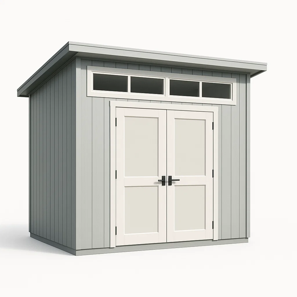 Abri de jardin en bois couleur gris clair pour extérieur dimensions 206x200x224cm-Tapizor