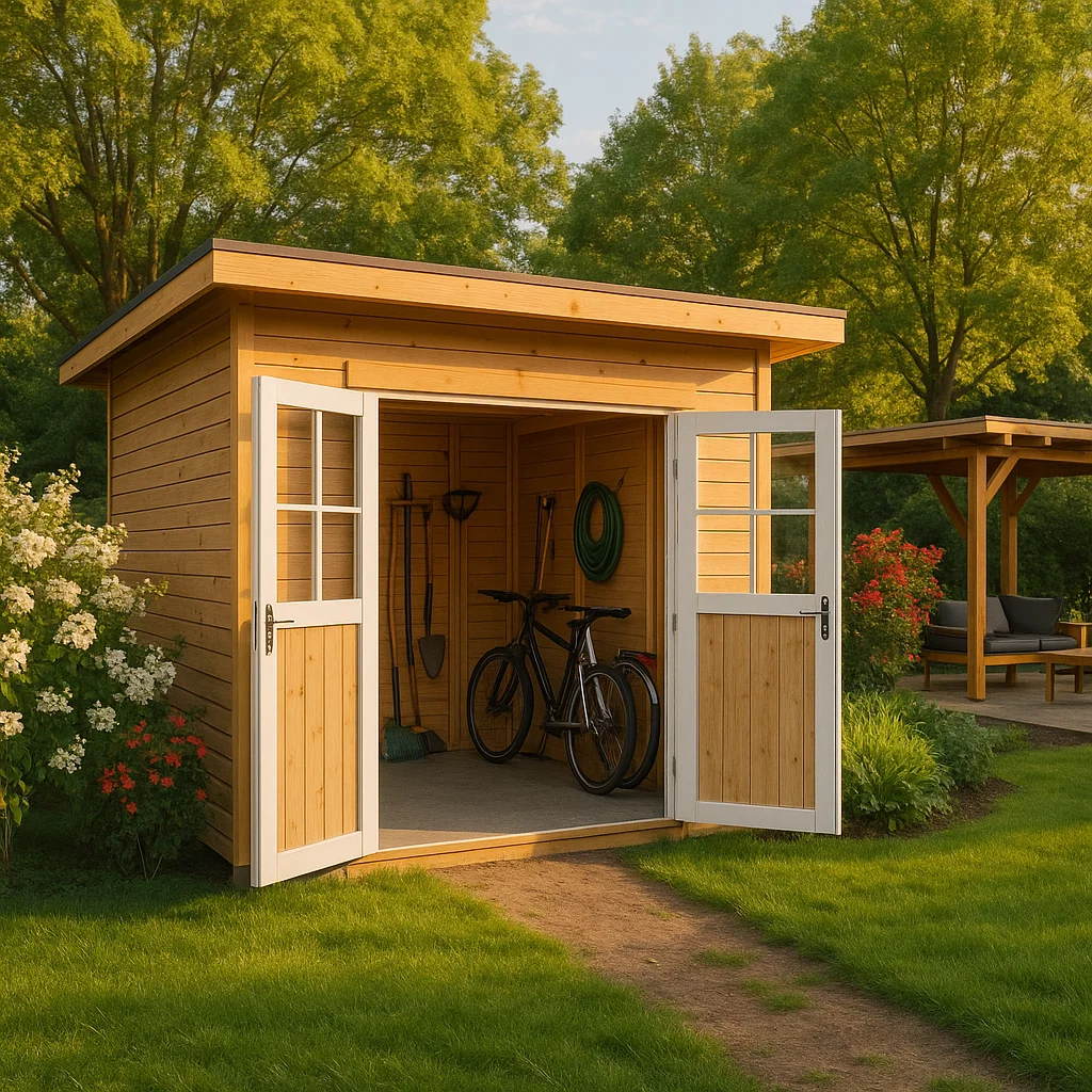 Abri de jardin en bois cabanon beige bois extérieur 200x200x224cm-Tapizor