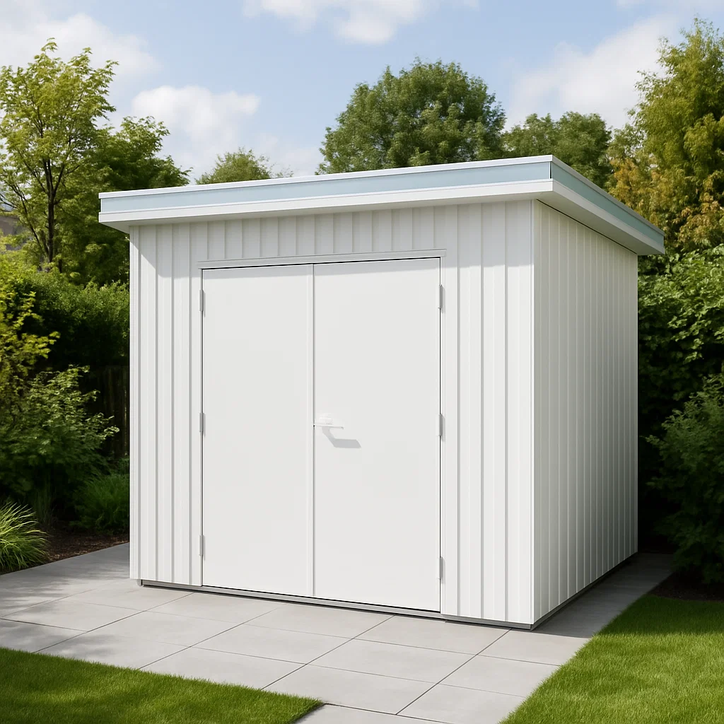 Abri de jardin en bois cabanon blanc métal extérieur 210x180x215cm-Tapizor