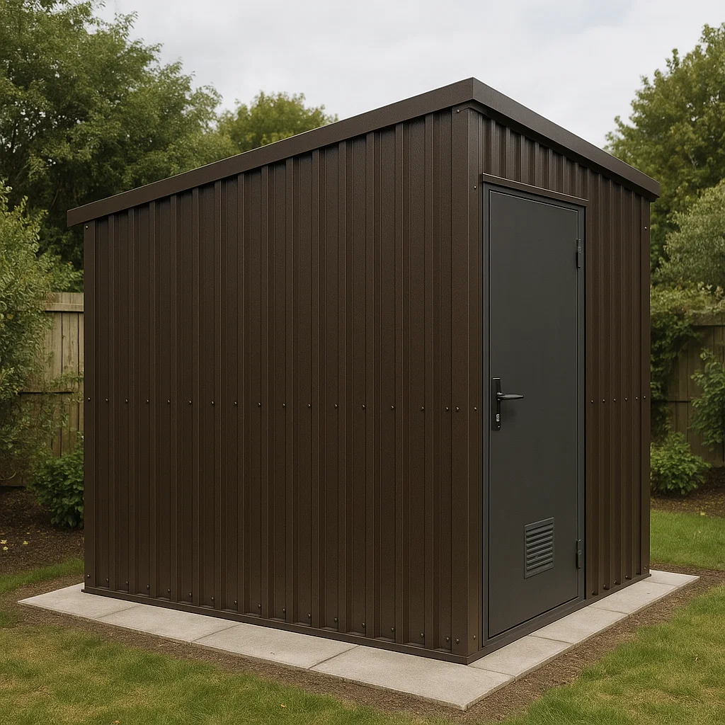 Abri de jardin en bois cabanon marron métal extérieur 210x180x215cm-Tapizor