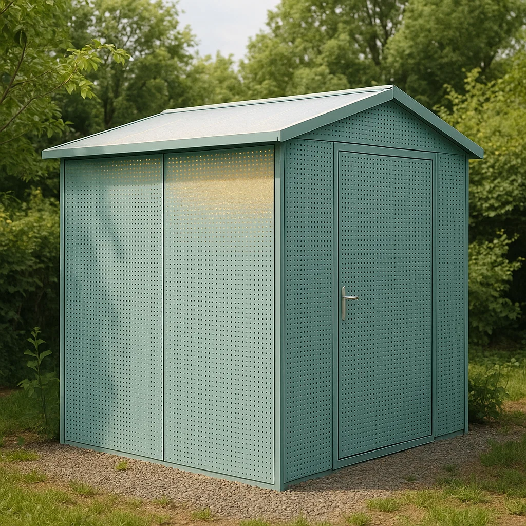 Abri de jardin en bois en métal couleur vert menthe pour extérieur dimensions 206x200x224cm-Tapizor