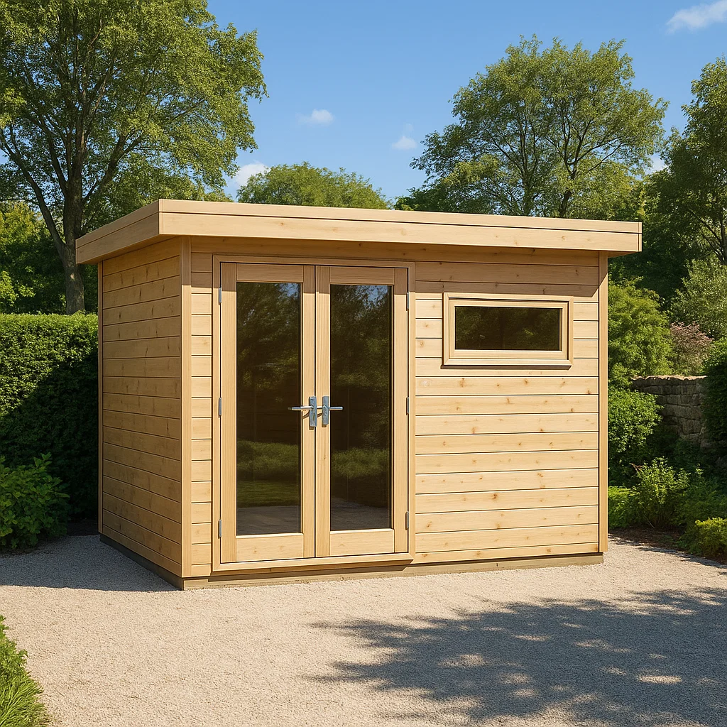 Abri de jardin en bois couleur bois naturel pour extérieur dimensions 206x200x224cm-Tapizor