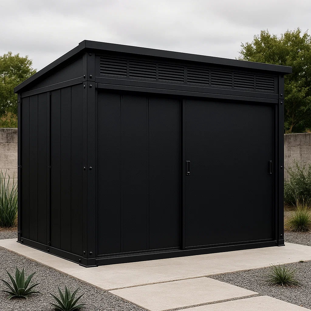 Abri de jardin en bois cabanon noir bois extérieur 250x200x210cm-Tapizor