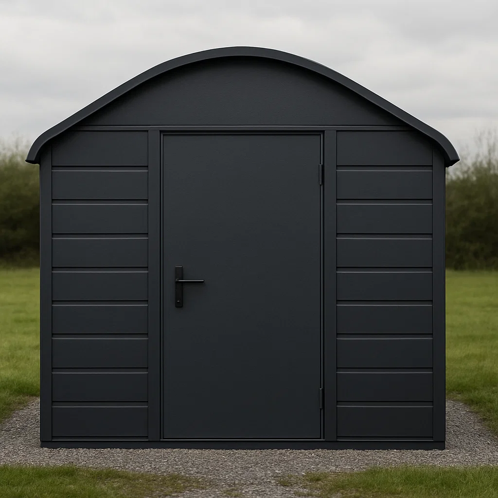 Abri de jardin en métal cabanon gris foncé métal extérieur usage domestique 210x185x215cm-Tapizor