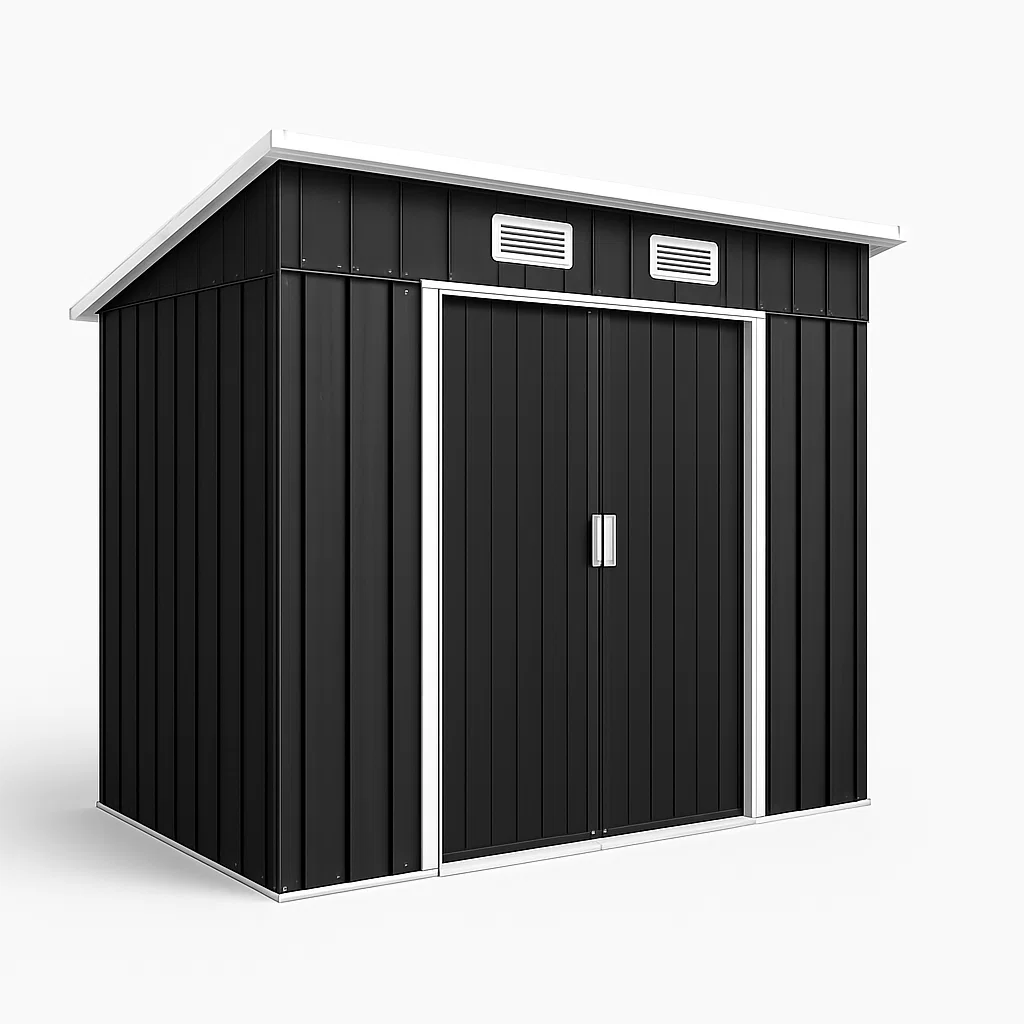Abri de jardin en métal cabanon noir en métal pour extérieur 205x180x190cm-Tapizor