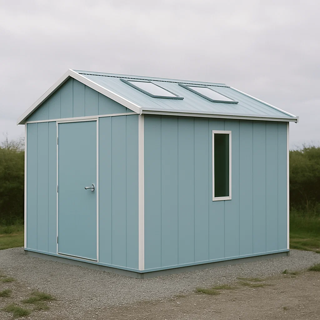 Abri de jardin en métal couleur bleu clair pour extérieur dimensions 206x200x224cm-Tapizor