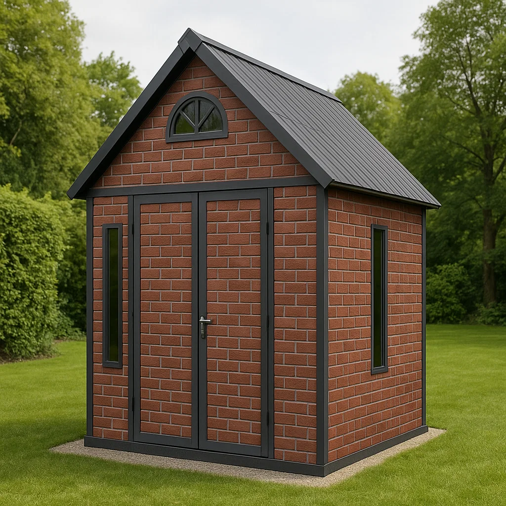 Abri de jardin en résine cabanon rouge extérieur usage domestique 190x160x240cm-Tapizor