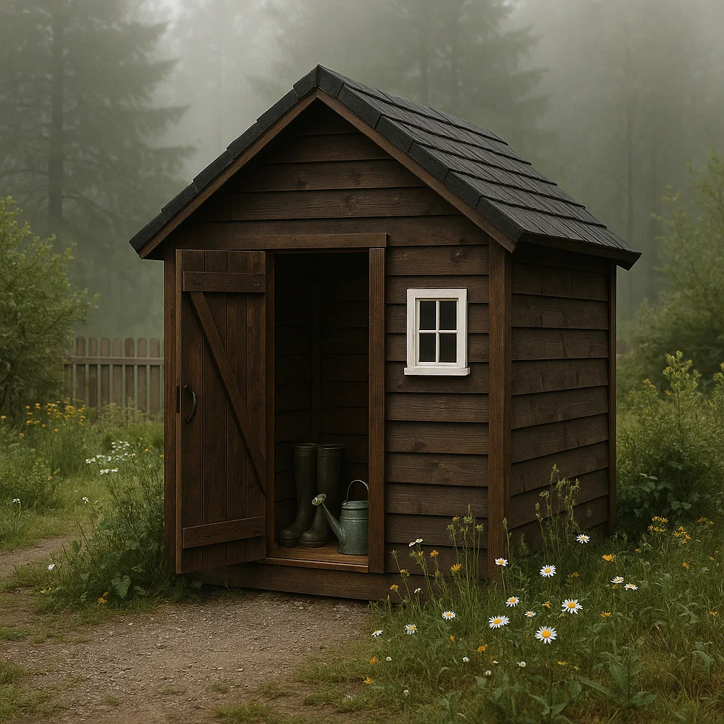 Abri de jardin en résine cabanon marron foncé extérieur usage rural 180x150x210cm-Tapizor