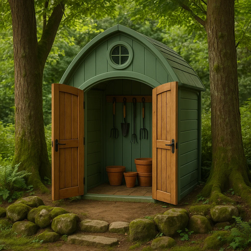 Abri de jardin en résine cobertizo verde exterior bosque 120x100x200cm-Tapizor