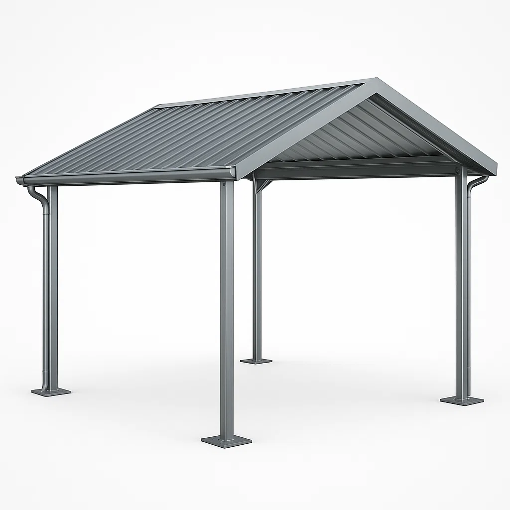 Abri voiture double pente gris acier extérieur terrasse 300×420×320cm-Tapizor