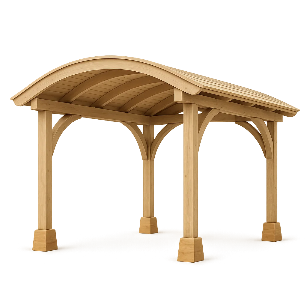 Abri voiture madera color natural claro jardín exterior 350x500x300cm-Tapizor