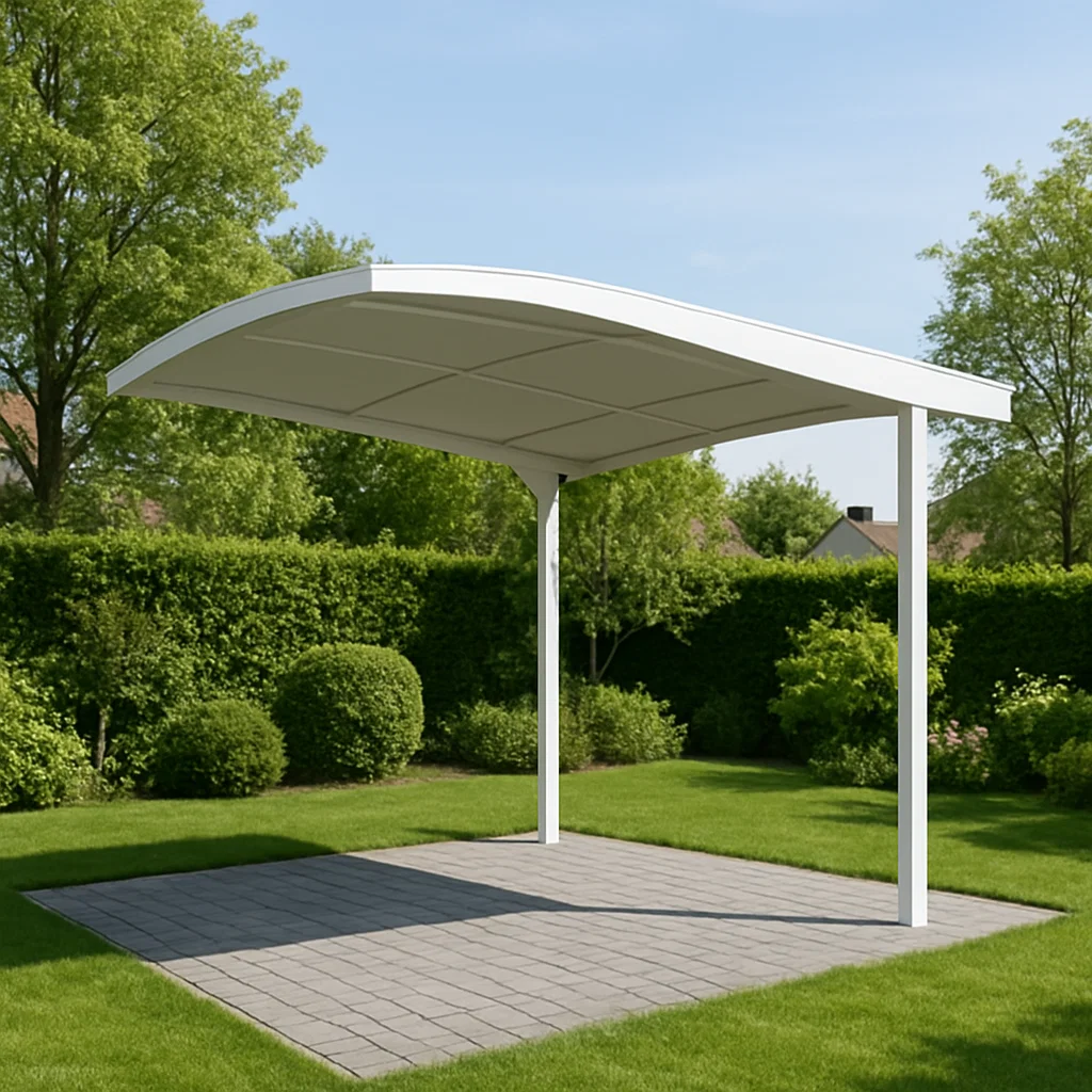 Abri voiture simple blanc en aluminium et polycarbonate pour jardin 400x300x260cm-Tapizor