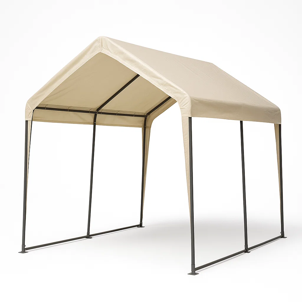 Abri voiture tonnelle beige en acier et toile imperméable pour extérieur 300x400x280cm-Tapizor