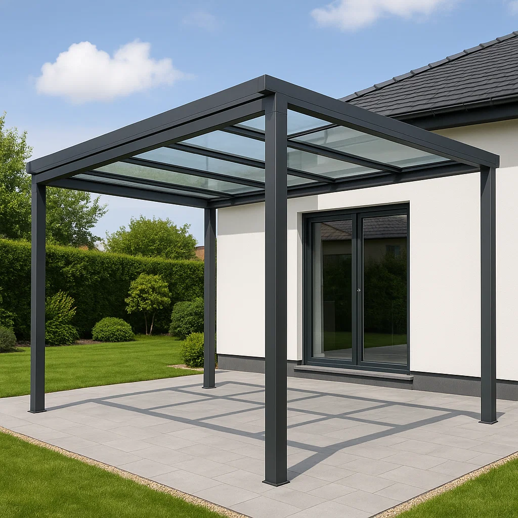 Pergola autoportante terrasse moderne gris anthracite aluminium extérieur 300×250×240cm-Tapizor