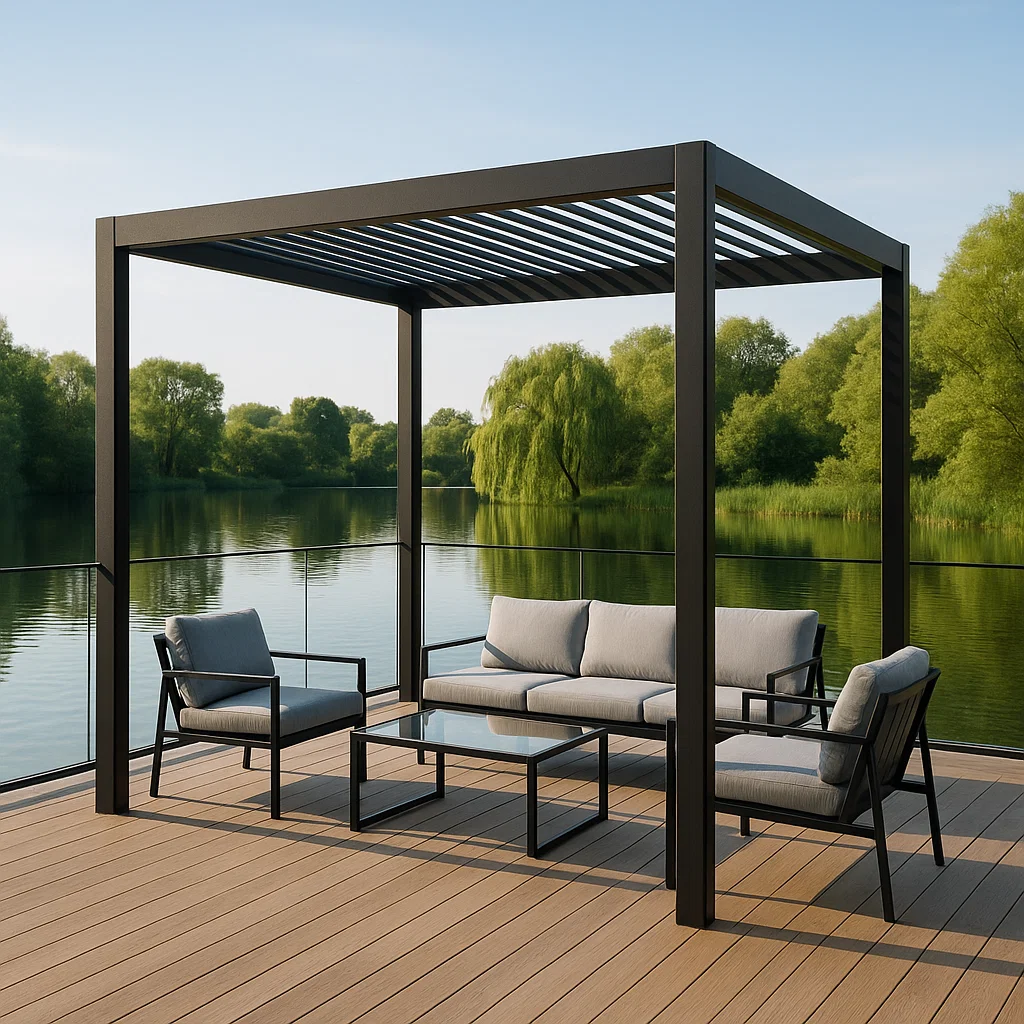 Pergola autoportante bioclimatique gris anthracite aluminium terrasse jardin 300×300×220cm-Tapizor