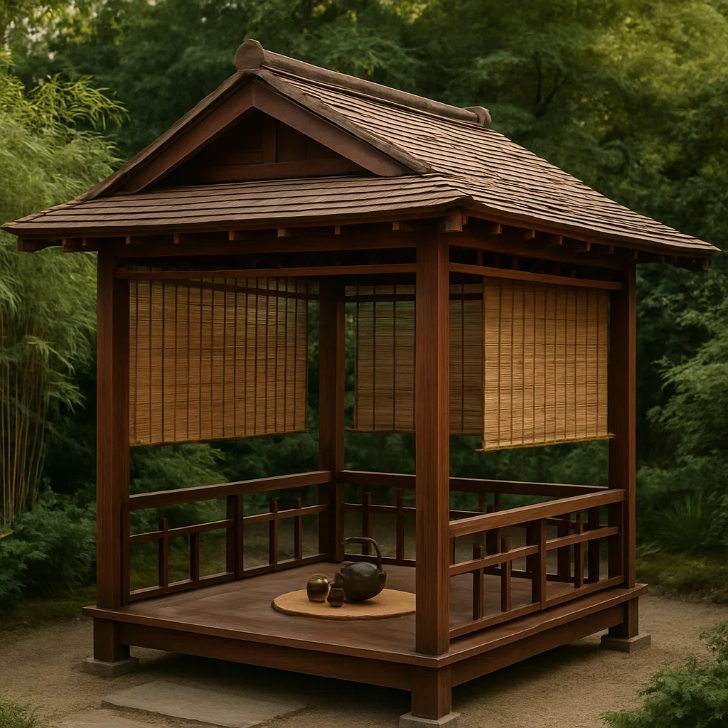 Tonnelle et kiosque de jardin pavillon marron foncé bois exotique extérieur 280×280×320cm-Tapizor