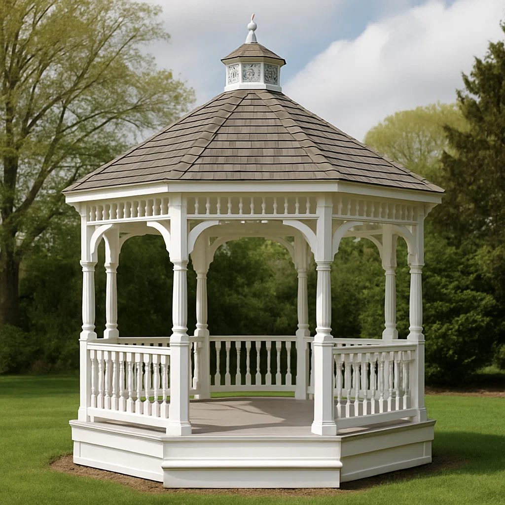 Tonnelle et kiosque decorativa blanca madera jardín exterior 350x350x370cm-Tapizor