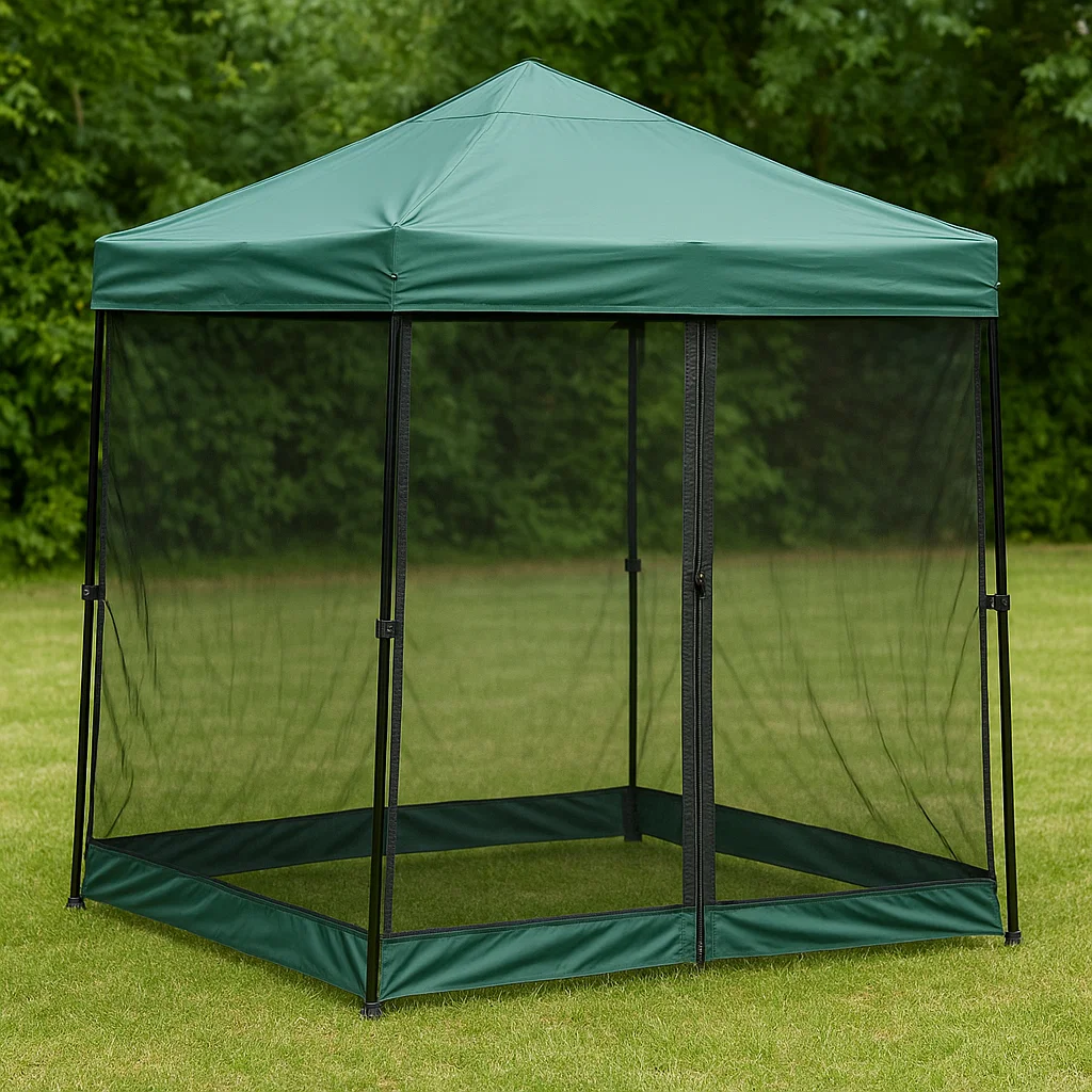 Tonnelle et kiosque plegable hexagonal verde acero jardín camping 200x200x260cm-Tapizor