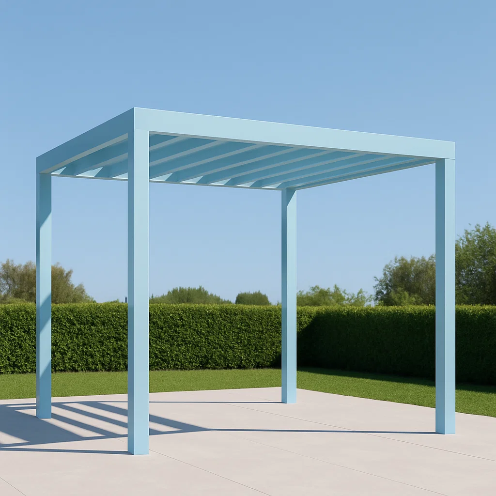 Tonnelle et kiosque aluminium bleu ciel extérieur jardin terrasse 300×300×250cm-Tapizor