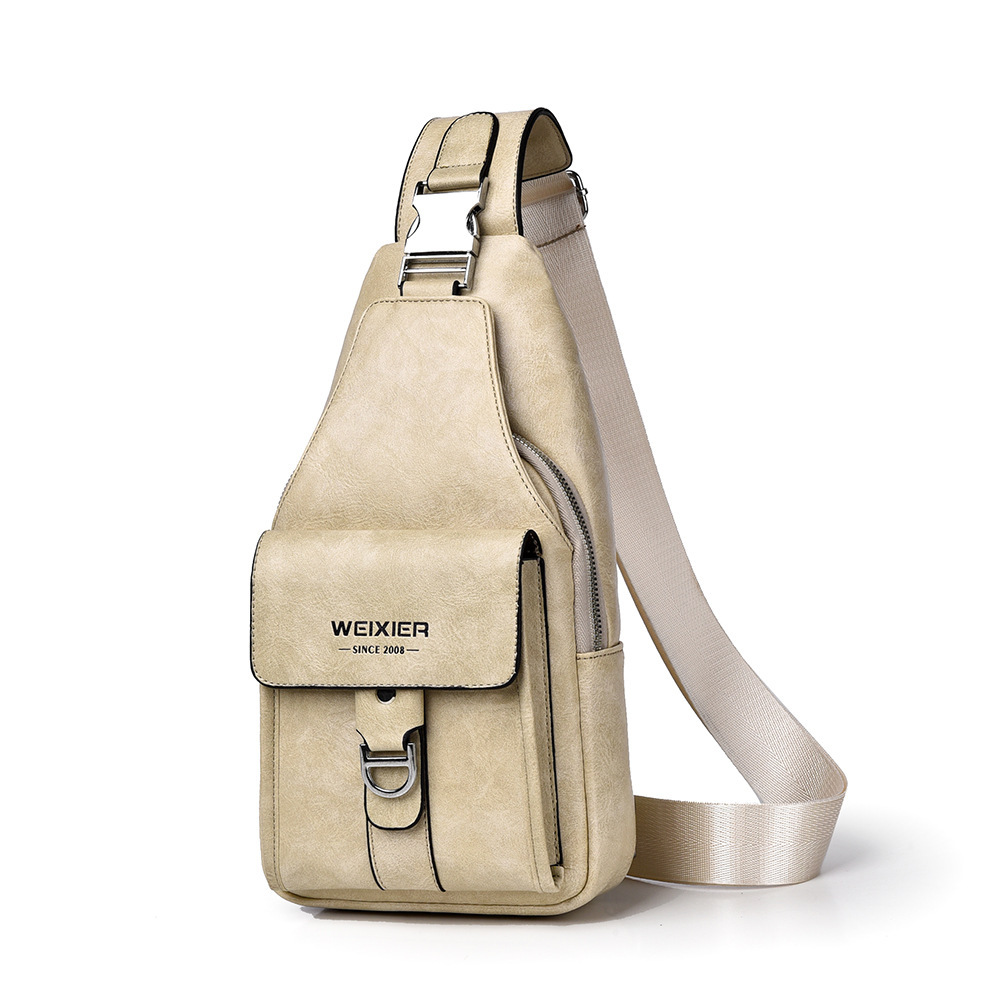 Premium genuine leather water-repellent chest bag shoulder crossbody bag