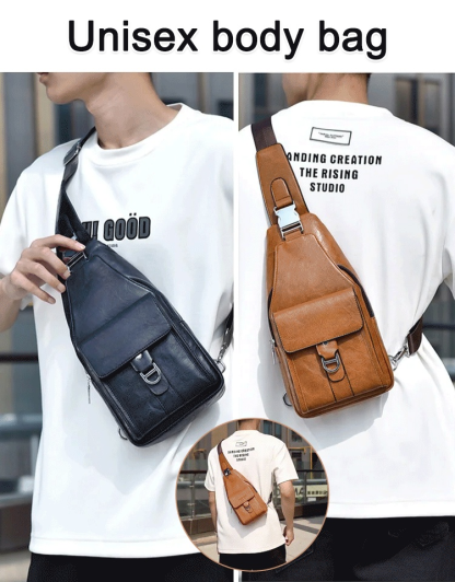 Premium genuine leather water-repellent chest bag shoulder crossbody bag